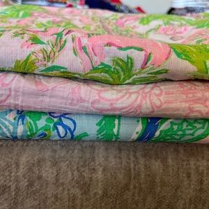 Pottery Barn Kids Lilly Pulitzer muslin swaddle baby blankets. Set of 3.